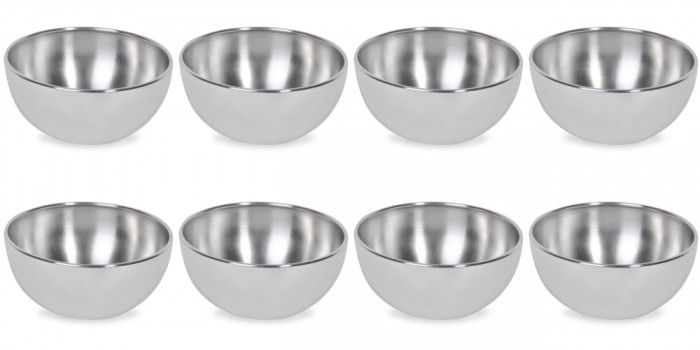 Set boluri, 8 piese, 500 ml, Metal, Argintiu