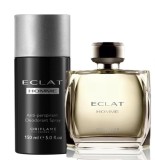 Cumpara ieftin Apa de Toaleta Eclat Homme Oriflame, 75 ml + Spray Corp 150 ml - Parfum Barbati Elegant, Cedru &amp; Piele Barenia