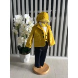 Cumpara ieftin Costum botez 5 piese catifea, mustar - DPH360