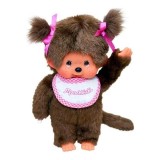 Monchhichi Jucarie de plus Girl Pink &amp; White Bib 20 cm