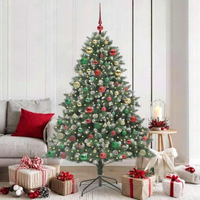vidaXL Brad de Crăciun artificial cu 300 LED Verde 126 x 126 x 180 cm 3395241 foto