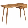 Birou lemn masiv salcam vidaXL 110x50x76cm maro rustic cu sertar - Masa calculator vintage