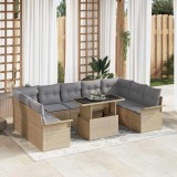 Cumpara ieftin Set de canapele pentru grădină cu pernă 10 pcs Bej Rattan poli