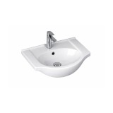 Lavoar ceramic baie, 55x42 cm, cu aripi, montaj pe perete, alb