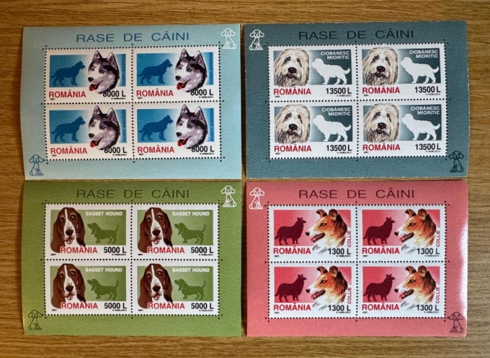 Rase de caini, bloc de 4 timbre 2001 LP 1551a