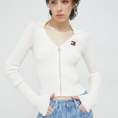 Tommy Jeans cardigan femei, culoarea bej, light