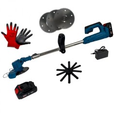 Motocoasa electrica German Meister, 2 acumulatori, 36v si 3 discuri vidia+pereche de manusi