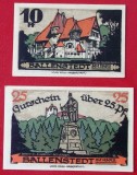Germania lot 2 notgeld 10 + 25 Pfennig 1921 Ballenstedt aUNC **