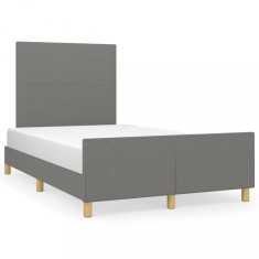 Gossi cadru de pat cu tablie, gri inchis, 120x190 cm, material textil