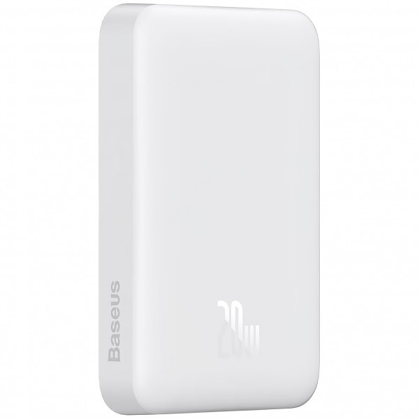 Baterie Externa Wireless Baseus Magnetic Mini, 10000mAh, 20W, PD + FQI, 1 x QI - 1 x USB-C, Alba P10059001223-00