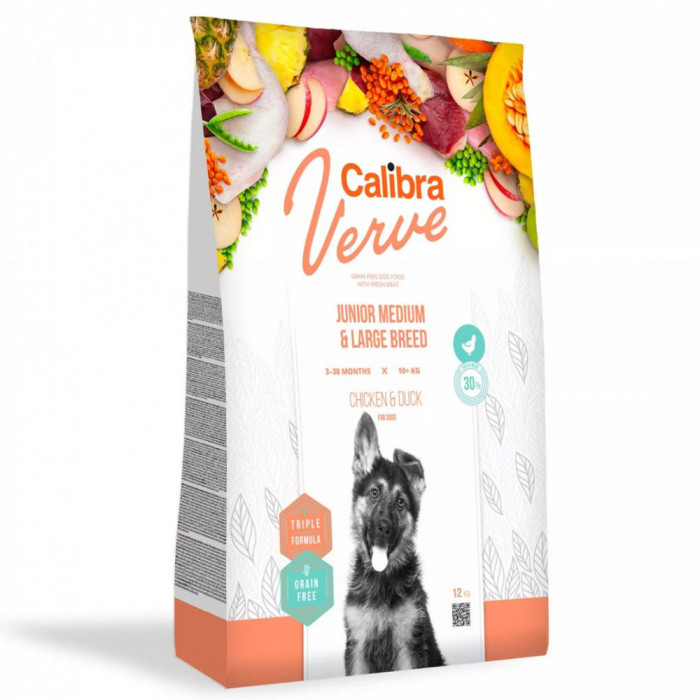 Calibra Dog Verve GF Junior M&amp;amp;L Chicken &amp;amp; Duck 12 kg