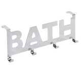 Mini cuier metalic pentru baie, 32 x 13 cm, mesaj Bath