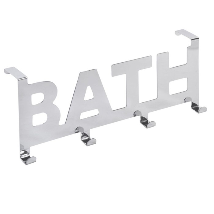 Mini cuier metalic pentru baie, 32 x 13 cm, mesaj Bath