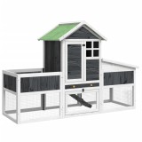 Cumpara ieftin Cusca pentru iepuri gri 170x63x113 cm lemn masiv de pin