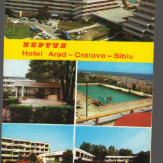 CPIB 19131 CARTE POSTALA - NEPTUN. HOTEL ARAD, CRAIOVA, SIBIU, MOZAIC