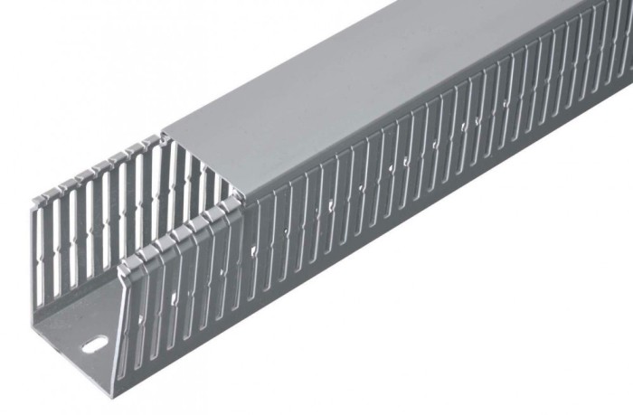 Canal cablu perforat 2m slitat 40x25mm gri pentru circuite electrice in tablouri