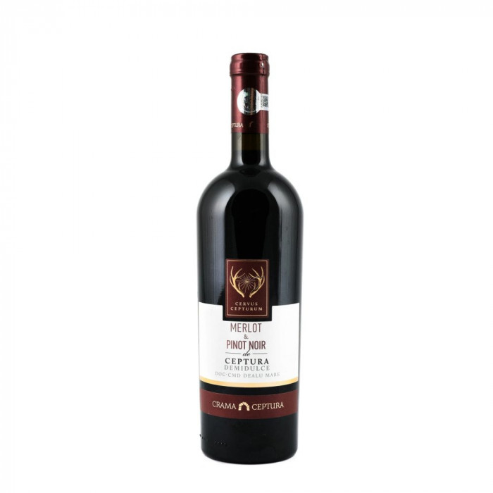 Vin Rosu Demidulce Cervus Cepturum Merlot si Pinot Noir, Crama Ceptura, 13.5% Alcool, 0.75 L, Vinuri Rosii, Vin Demidulce, Vinuri Demidulci, Vinuri Ce
