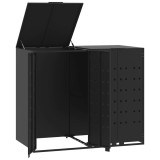 Cumpara ieftin Depozitare cos gunoi cu roti 2 cosuri negru 138x79x117 cm otel