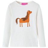 Tricou pentru copii cu m&acirc;neci lungi, ecru, 128