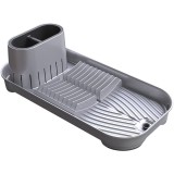 Scurgator ingust de bucatarie Pufo pentru uscat vase cu suport pentru tacamuri, 40 x 20 cm, gri inchis