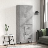 VidaXL Dulap &icirc;nalt, gri beton, 69,5x34x180, lemn compozit