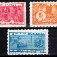 Romania 1932, LP 99, Al IX-lea Congres de Istoria Medicinii, seria, MNH LUX!