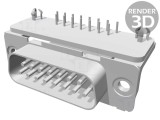 D-Sub 15-Pin Soclu Tată PCB 90&deg; THT 6A