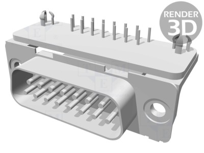 Conector D-Sub 15 pini, 90&amp;deg; THT 6A foto