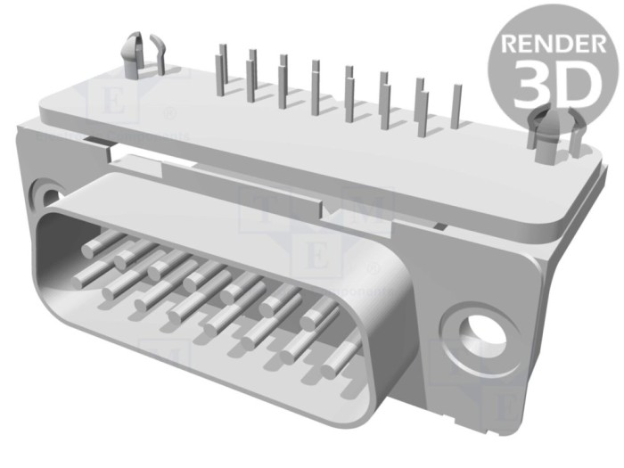 Conector D-Sub 15 pini, 90&deg; THT 6A