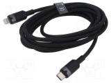 Cablu USB 2.0 Apple Lightning și USB C nichelat 2m VENTION