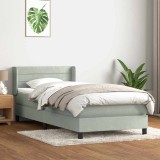 vidaXL Pat box spring cu saltea, gri deschis, 80x210 cm, catifea 3318177