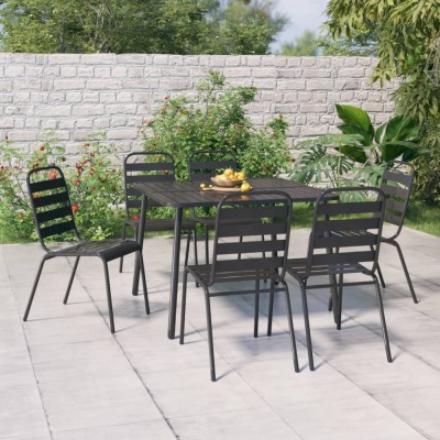 vidaXL Set de masă pentru grădină, 7 piese, antracit, oțel 3187990 foto