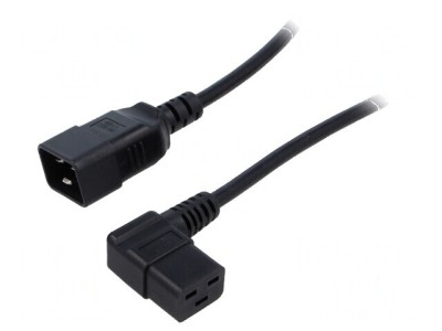 Cablu IEC C19 mamă unghi, IEC C20 tată, 0,5m, 3x1,5mm2 PVC foto