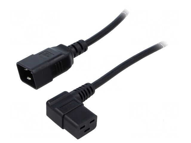 Cablu IEC C19 mamă unghi, IEC C20 tată, 0,5m, 3x1,5mm2 PVC