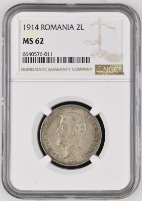2 LEI 1914 UNC GRADATA NGC MS 62 foto