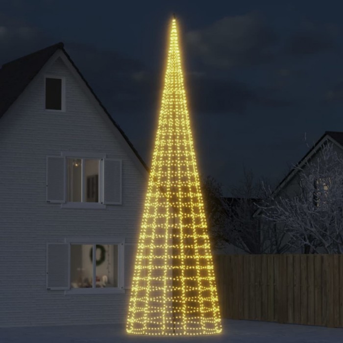 vidaXL Pom de Crăciun LED pe st&acirc;lp 3000 LED-uri Alb Cald 800 cm