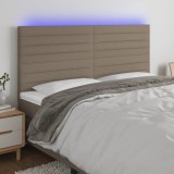 VidaXL Tăblie de pat cu LED, gri taupe, 180x5x118/128 cm, textil