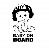 Cumpara ieftin Sticker Decorativ Auto Baby On Board Boy 20 x 12 cm Model 12 Negru, Oem