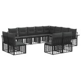 vidaXL Set de canapele de exterior cu pernă 12 pcs Negru și Gri &icirc;nchis 3437793