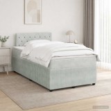 Cumpara ieftin Pat boxspring cu saltea Gri deschis 120 x 200 cm Catifea