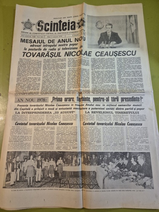 scanteia 3 ianuarie 1978-mesajul lui ceausescu de anul nou