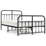 Cumpara ieftin Cadru pat metalic cu tablie de cap/picioare, negru, 120x200 cm