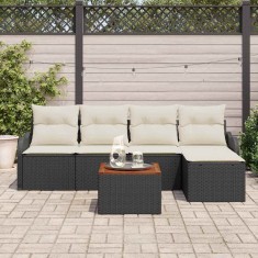 Set de canapele pentru grădină 6 pcs Negru și alb foto