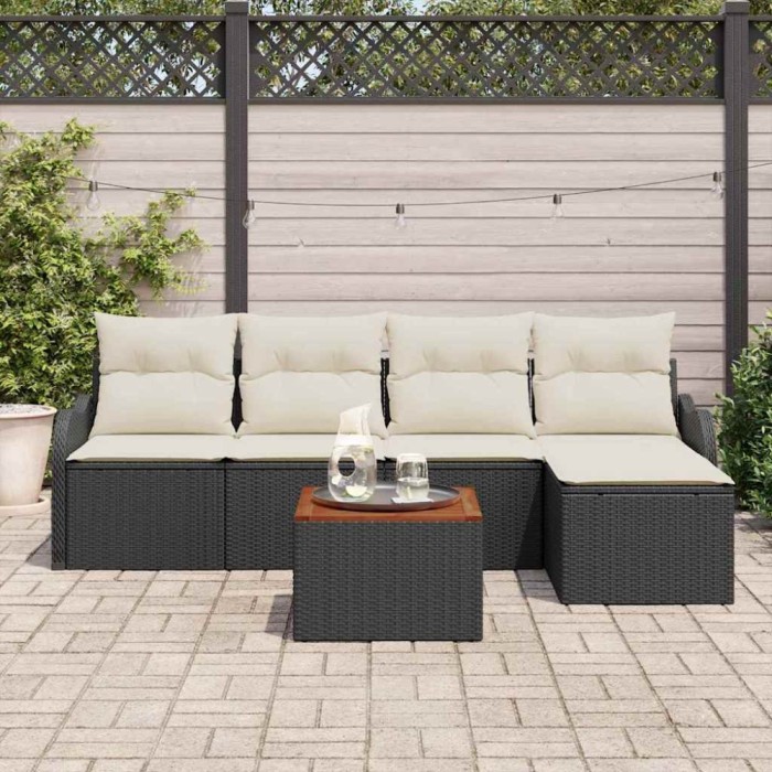 Set de canapele pentru grădină 6 pcs Negru și alb
