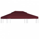 Acoperiș de pavilion, 2 niveluri, roșu bordo, 4x3 m, 310 g/m&sup2;