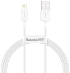 Cablu pentru incarcare si transfer de date Baseus Superior, USB/Lightning, 2.4A, 1m, Alb foto