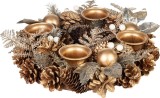 Coronita de Advent aurie MagicHome, 30 cm, cu 4 suporturi pentru lumanari