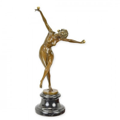 Dansatoare cu bile -statueta din bronz cu soclu marmura BJ-76 foto