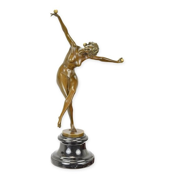 Dansatoare cu bile -statueta din bronz cu soclu marmura BJ-76