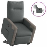 vidaXL Fotoliu electric rabatabil cu ridicare, gri &icirc;nchis, textil